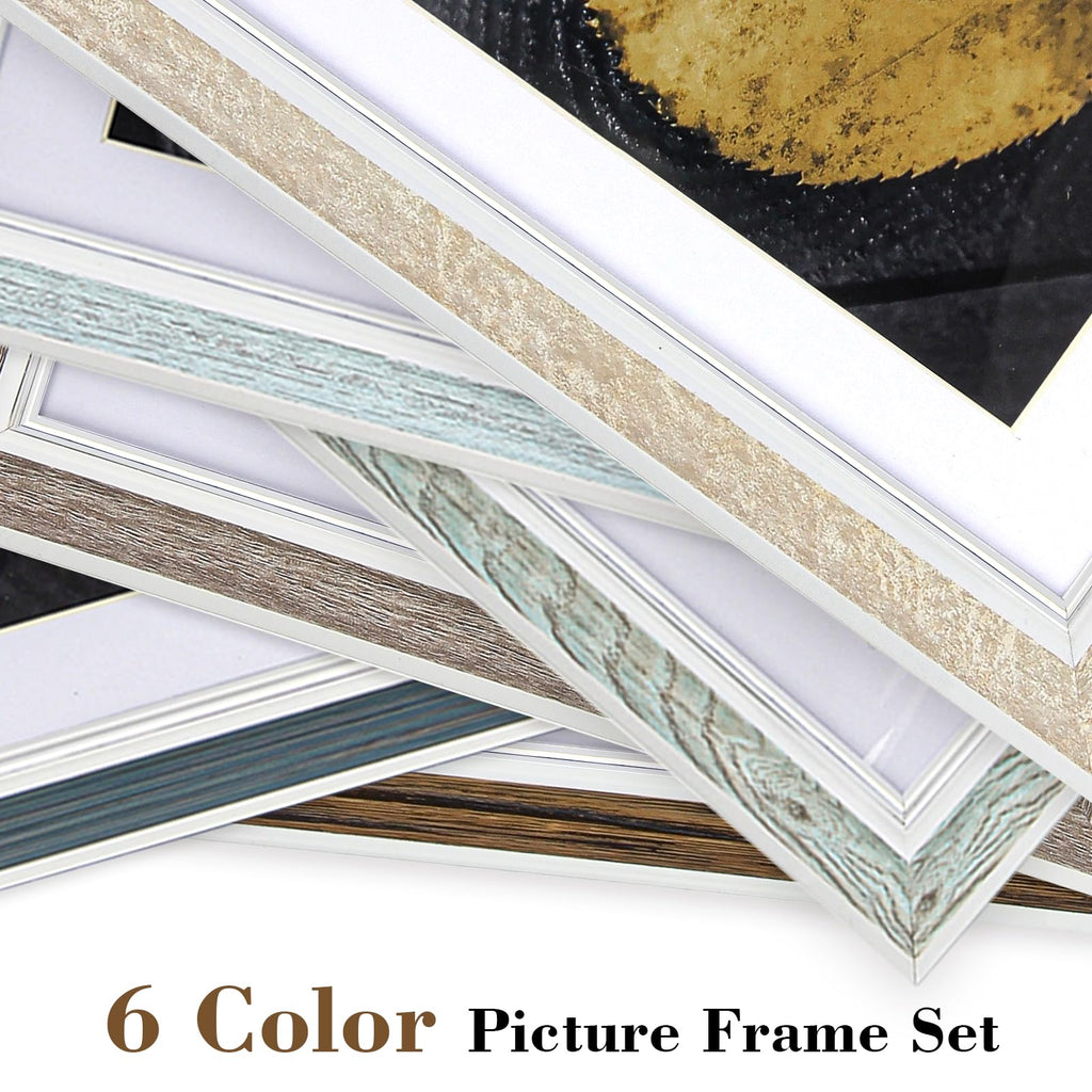 5X7 Picture Frame Set Of 6, Rustic Farmhouse Photo Frame, Display 4X6 With Mat Or 5X7 Without Mat For Decorative On Wall Hanging