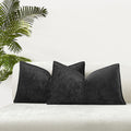 Juspurbet Black Chenille Lumbar Throw Pillow Covers 12X20 Inch Set Of 2 Decorative Soft Textured Cushion Cases For Living Room S