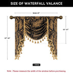Loom And Mill Luxury Waterfall Valance For Living Room, Classic Damask Jacquard Swag Valances With Tassels, Balck Swag Curtains