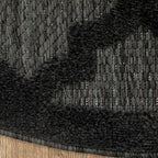 Nourison Easy Care Indoor/Outdoor Charcoal Black 6' X 9' Oval Area Rug, Easy Cleaning, Non Shedding, Bed Room, Living Room, Dining Room, Backyard, Deck, Patio (6X9)