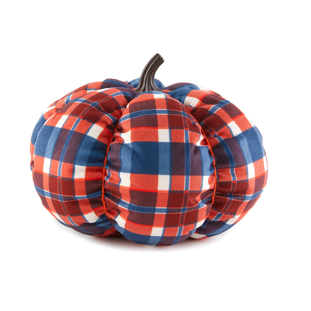 Decorative Harvest Plush Pumpkins - Navy Plaid Medium