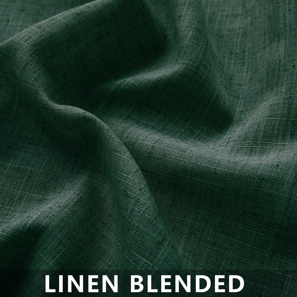 Mrs.Naturall Dark Emerald Green Sheer Curtains,Linen Forest Green Living Room Curtains 63 Inch Length Cortinas Verdes Para Sala
