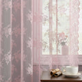 Kotile Pink Lace Curtains 54 Inch Length, 2 Panels, W42 x L54 Inch Each, Country Rustic Floral Pink Sheer Curtains for Bedroom, 