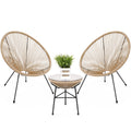 Best Choice Products 3-Piece Outdoor Acapulco All-Weather Patio Conversation Bistro Set w/Plastic Rope, Glass Top Table and 2 Ch