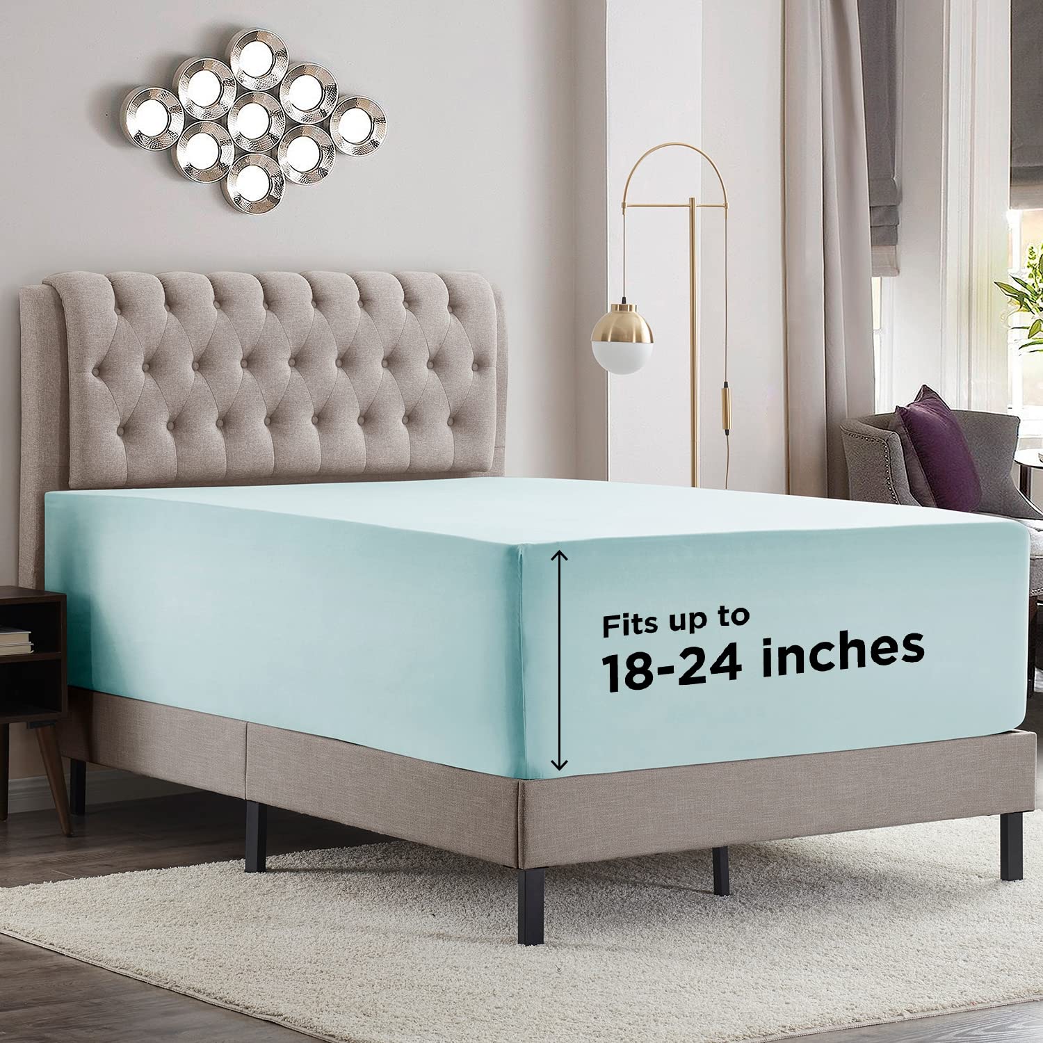 Empyrean Bedding Cal King Extra Deep Pocket Fitted Sheet - Ultra Soft California King Deep Pocket Sheets Fits Up To 24 Inch Matt