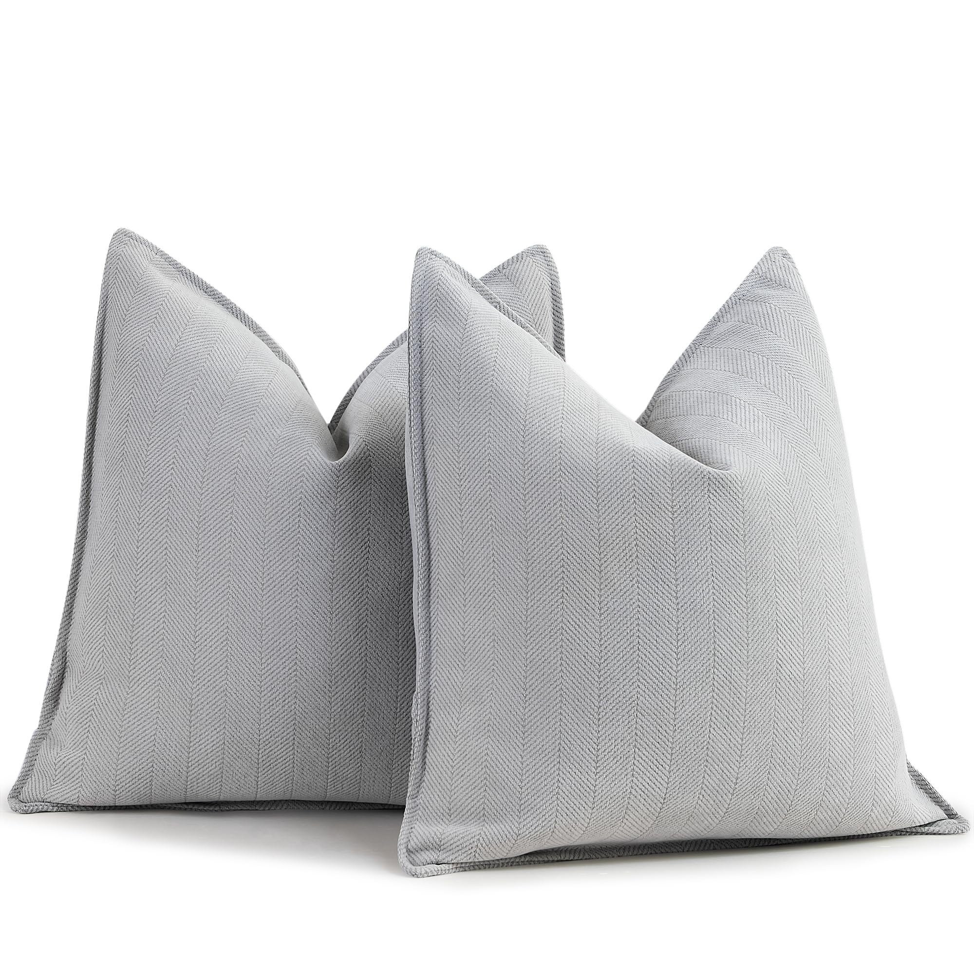 Zwjd Light Gray Pillow Covers 20X20 Set Of 2 Chenille Pillow Covers With Elegant Design Soft And Luxurious Decorative Throw Pill