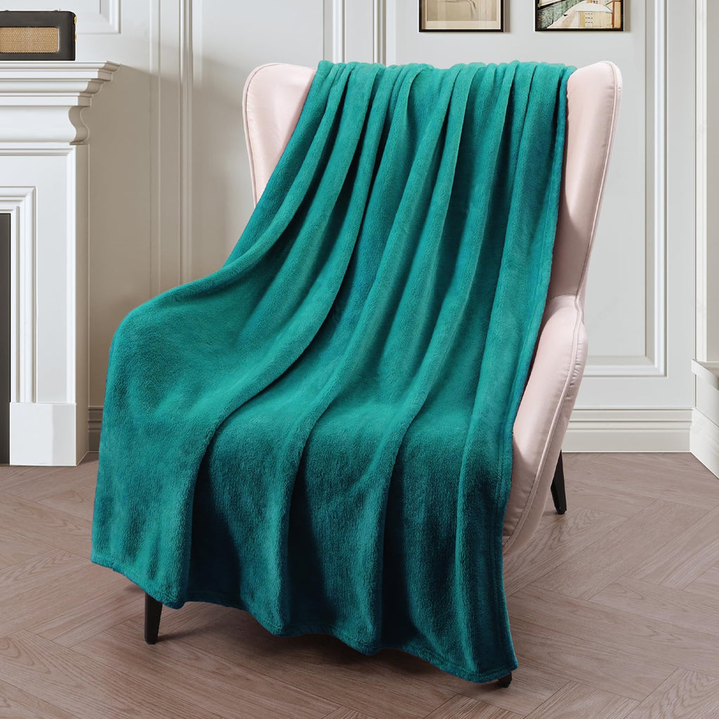 Exclusivo Mezcla Extra Large Fleece Throw Blanket For Couch, Sofa, 300Gsm Super Soft And Warm Blankets, Teal Throw All Season Us