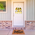 Panelee Sunflower Gnomes Welcome Sign Summer Welcome Hanging Sign Decorations Wreath Sign Wooden Hanging Door Sign With Ropes Fo
