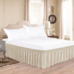 Biscaynebay Wrap Around Bed Skirts For King & Cal King Beds 14' Drop, Light Camel Adjustable Elastic Dust Ruffles Easy Fit Wrinkle & Fade Resistant Silky Luxurious Fabric Solid Machine Washable