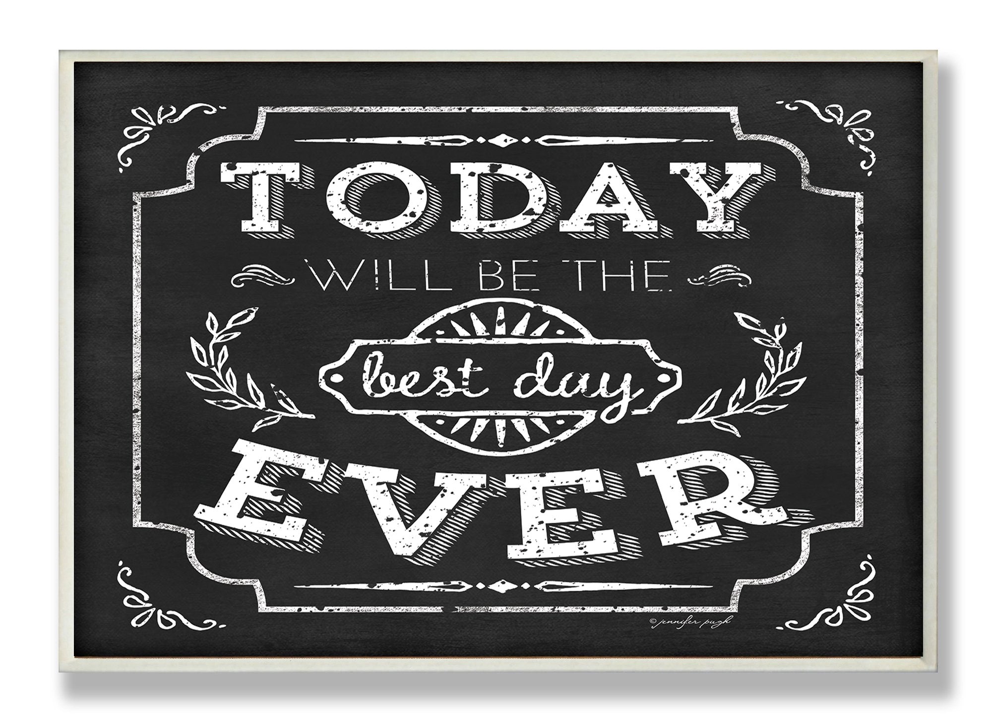 Stupell Home D  cor Best Day Ever Inspirational Chalkboard Look Wall Plaque, 10 x 0.5 x 15, Proudly Made in USA