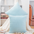 Madizz Set Of 2 Super Soft Velvet Decorative Throw Pillow Covers 24X24 Inch Light Blue Square With Texture Luxury Style Cushion