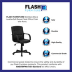 Flash Furniture Rider Mid-Back Black LeatherSoft Swivel Task Office Chair with Arms