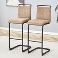 LUFTUT Bar Stools Set of 2,30  H Counter Height Bar Stools with Footrest,Brown Faux Leather Kitchen Stools with Black Painted Me