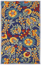 Nourison Aloha Indoor/Outdoor Navy Multicolor 2'8' X 4' Area Rug, Easy Cleaning, Non Shedding, Bed Room, Living Room, Dining Room, Backyard, Deck, Patio (3X4)