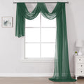 DONREN Dark Hunter Green Sheer Window Scarf Valance - Christmas Decor Luxury Soft Semi Sheer Scarf for Window Wedding Arch Sheer