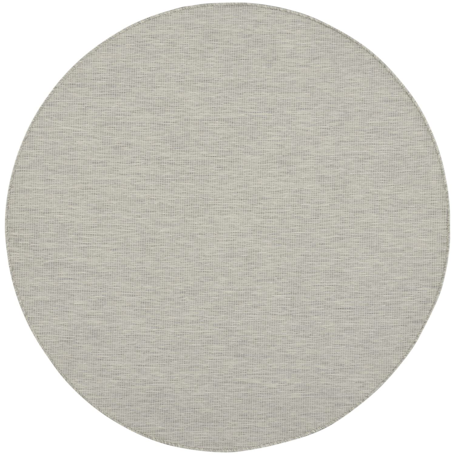 Nourison Positano Indoor/Outdoor Light Grey 6' X Round Area Rug, Easy Cleaning, Non Shedding, Bed Room, Living Room, Dining Room