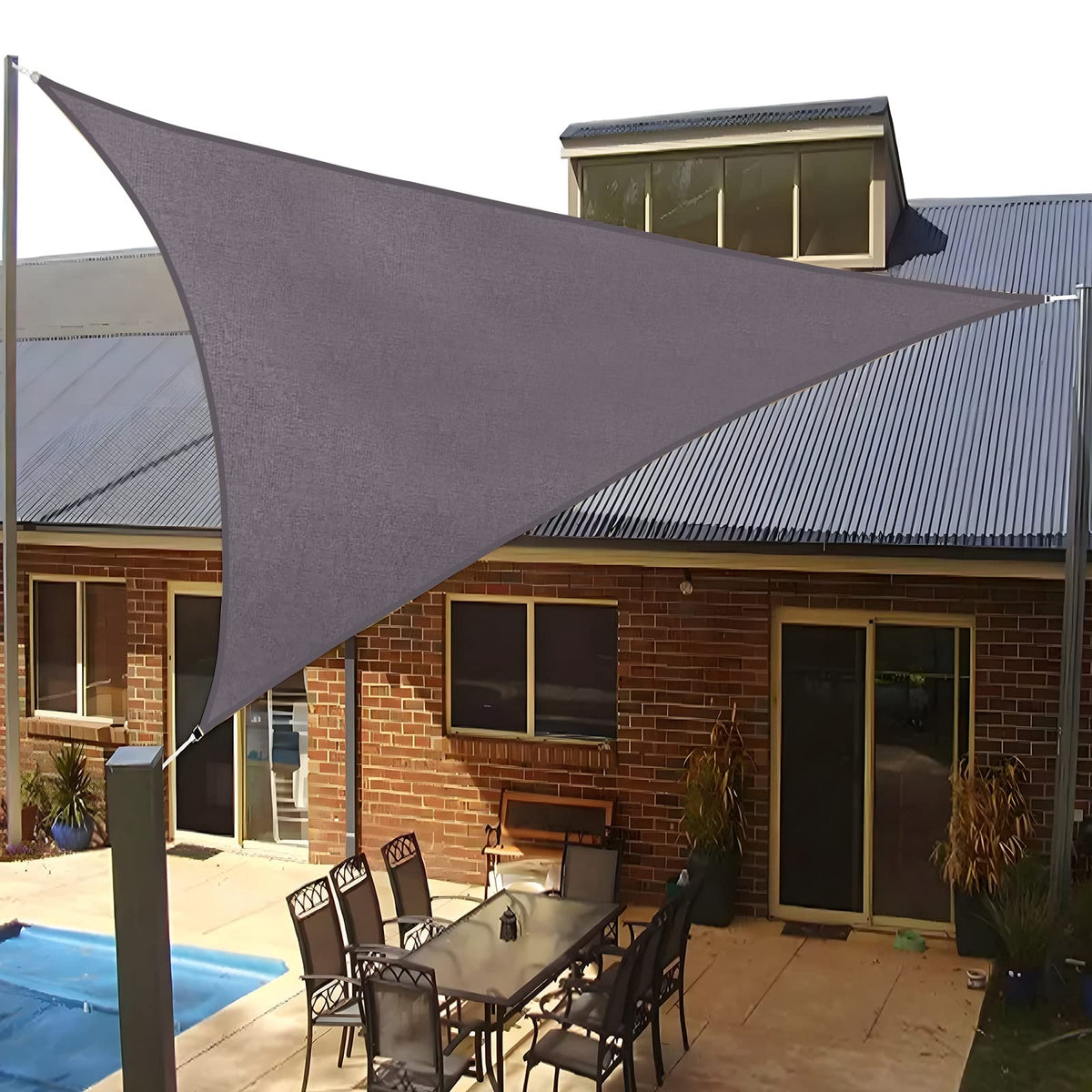 Sunlax Sun Shade Sail, 20'X20'X20' Dark Grey (Gray) Triangle Canopy Shades For Outdoor Patio Pergola Cover Sunshade Sails Uv Blo