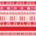Whaline 80Ft Modern Valentine'S Day Smiling Face Bulletin Board Borders Red Pink Love Heart Boho Rainbow Self-Adhesive Border Tr