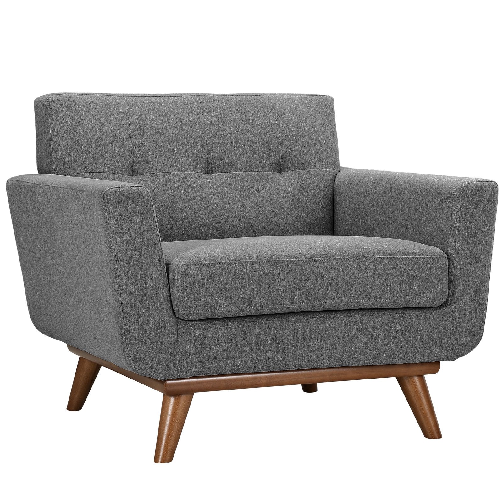 Modway Engage Mid-Century Modern Upholstered Fabric Sofa, Loveseat and Armchair in Expectation Gray