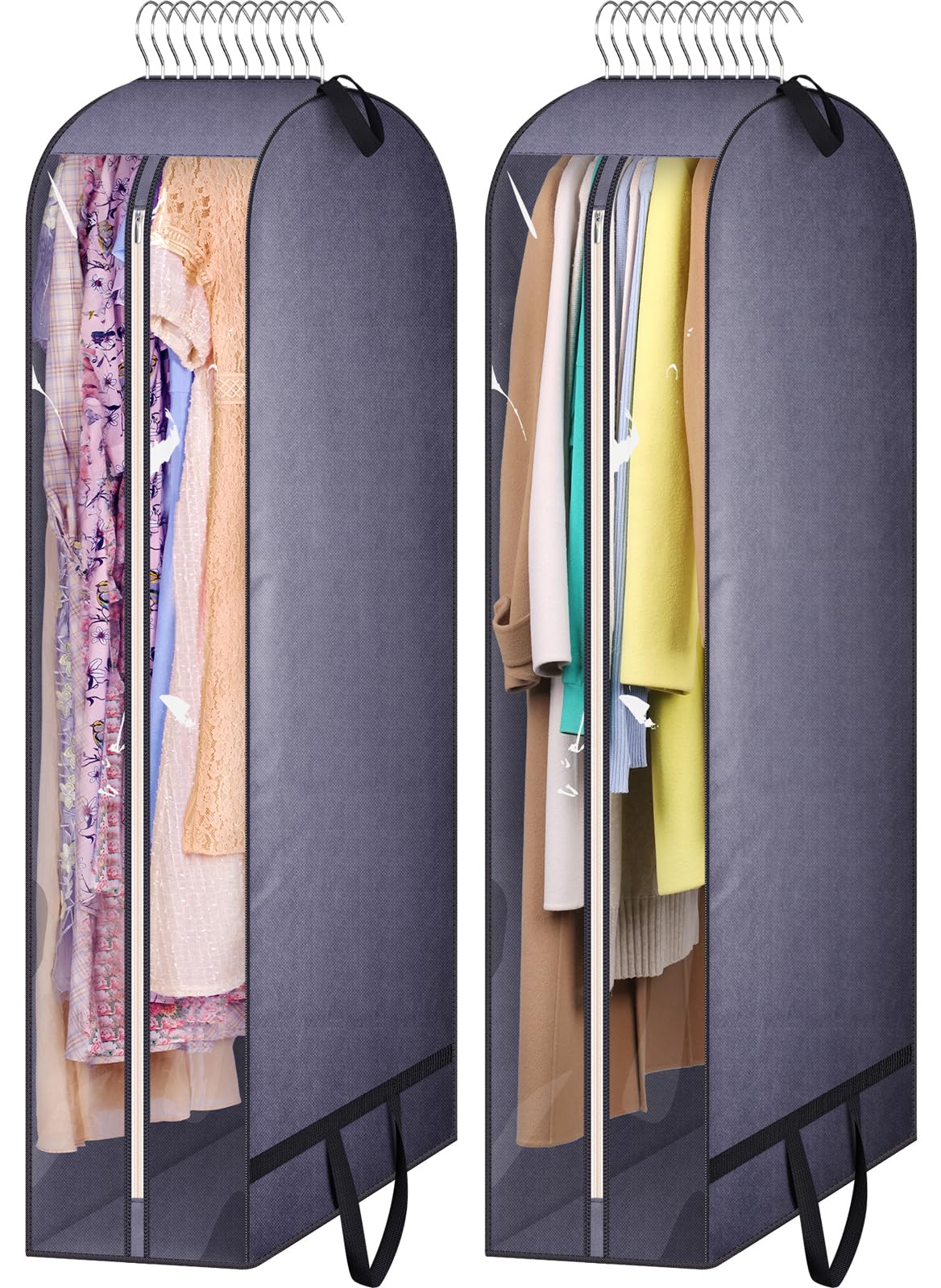 KIMBORA 10 Gusseted Clear Dress Bags for Gowns 54 Suit Bags for Closet Storage with Handles Garment Bags for Hanging Clothes Sto
