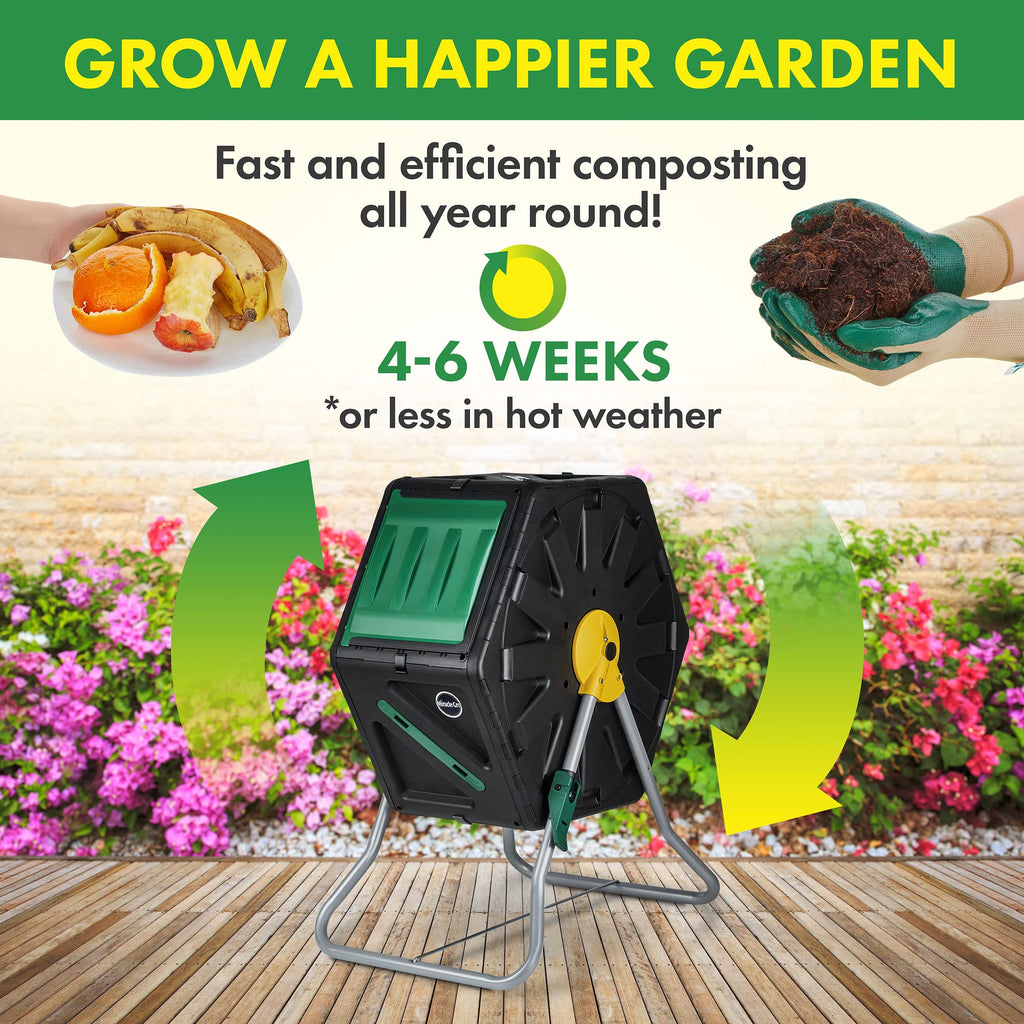 Miracle-Gro LEPPUSASHME3397 Composter Tumbler Barrel - Black Plastic - 18.5 Gallons