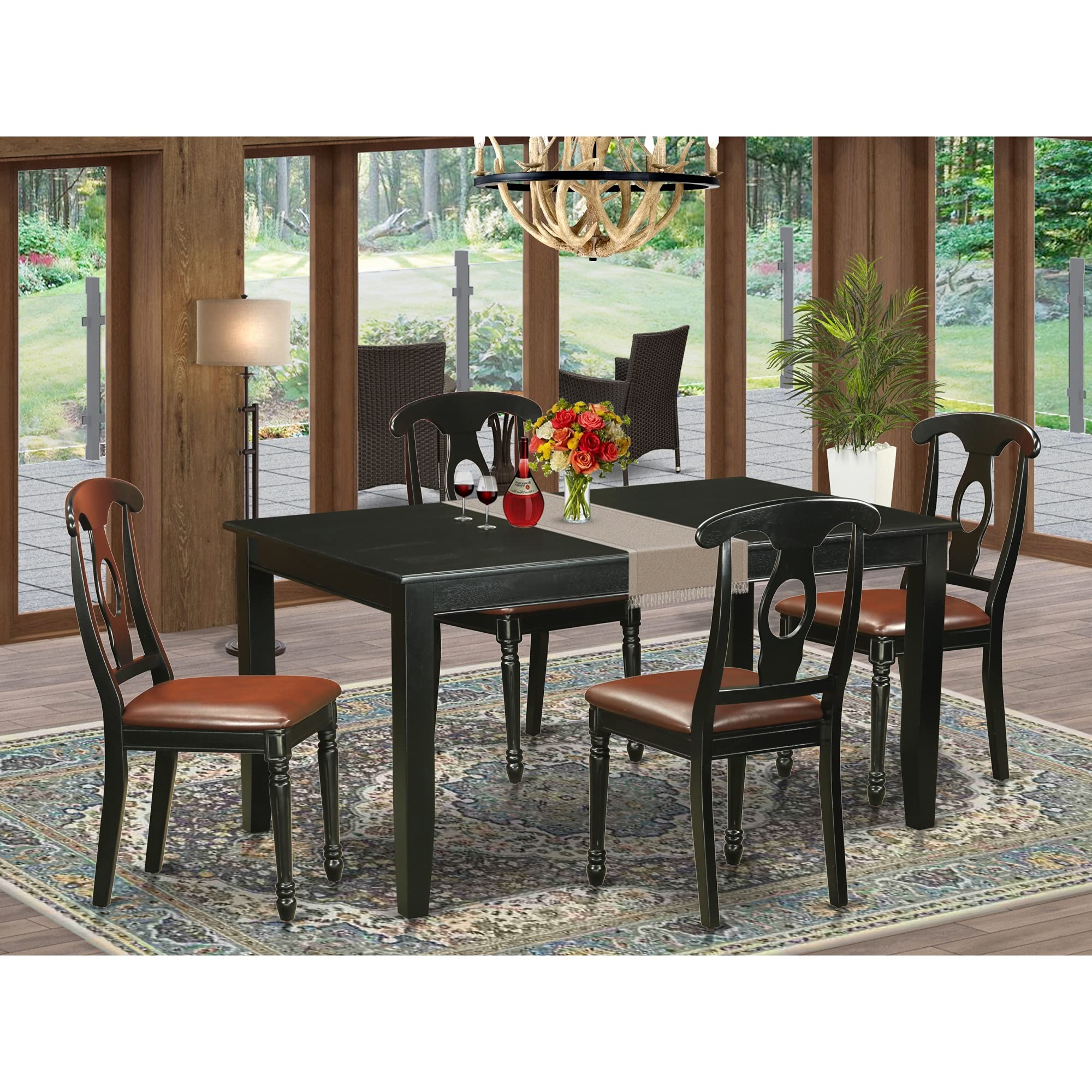 East West Furniture Dudley 5 Piece Counter Height Pub Set Includes a Rectangle Dining Room Table and 4 Kitchen Chairs, 36x60 Inch, DUKE5H-MAH-W