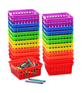 4E'S Novelty 24 Pack Small Classroom Storage Baskets, Pack Bulk, Square 4.5' Sturdy Plastic Colorful Crayon & Pencil Container,