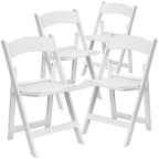 Flash Furniture Hercules Series Folding Chair - White Resin - Set Of 4 800Lb Weight Capacity Comfortable Event Chair - Light Weight Folding Chair
