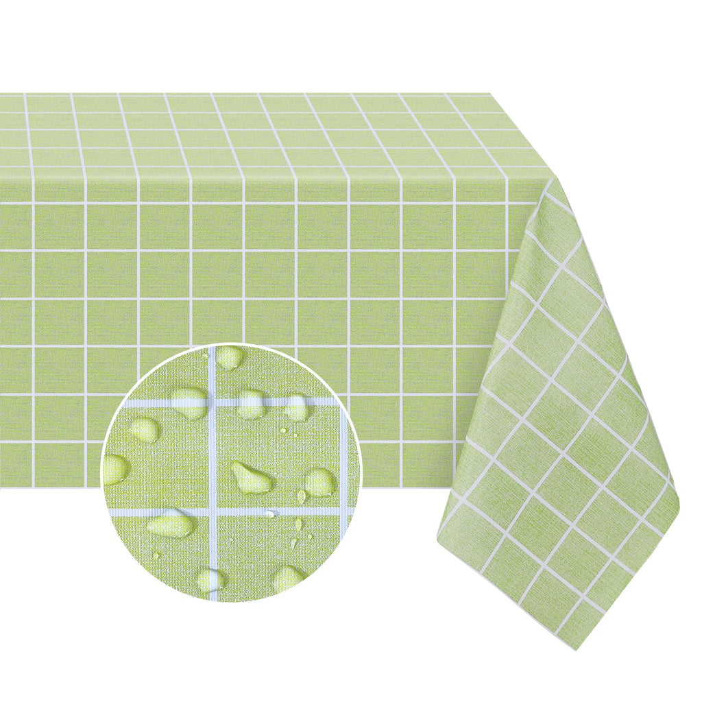Romanstile Rectangle Plastic Tablecloth, 100% Waterproof Oil-Proof Checkered Pvc Table Cloths, Heavy Duty Vinyl Table Covers For Dining, Camping, Picnic, Outdoor - 54 X 78 Inch, Green