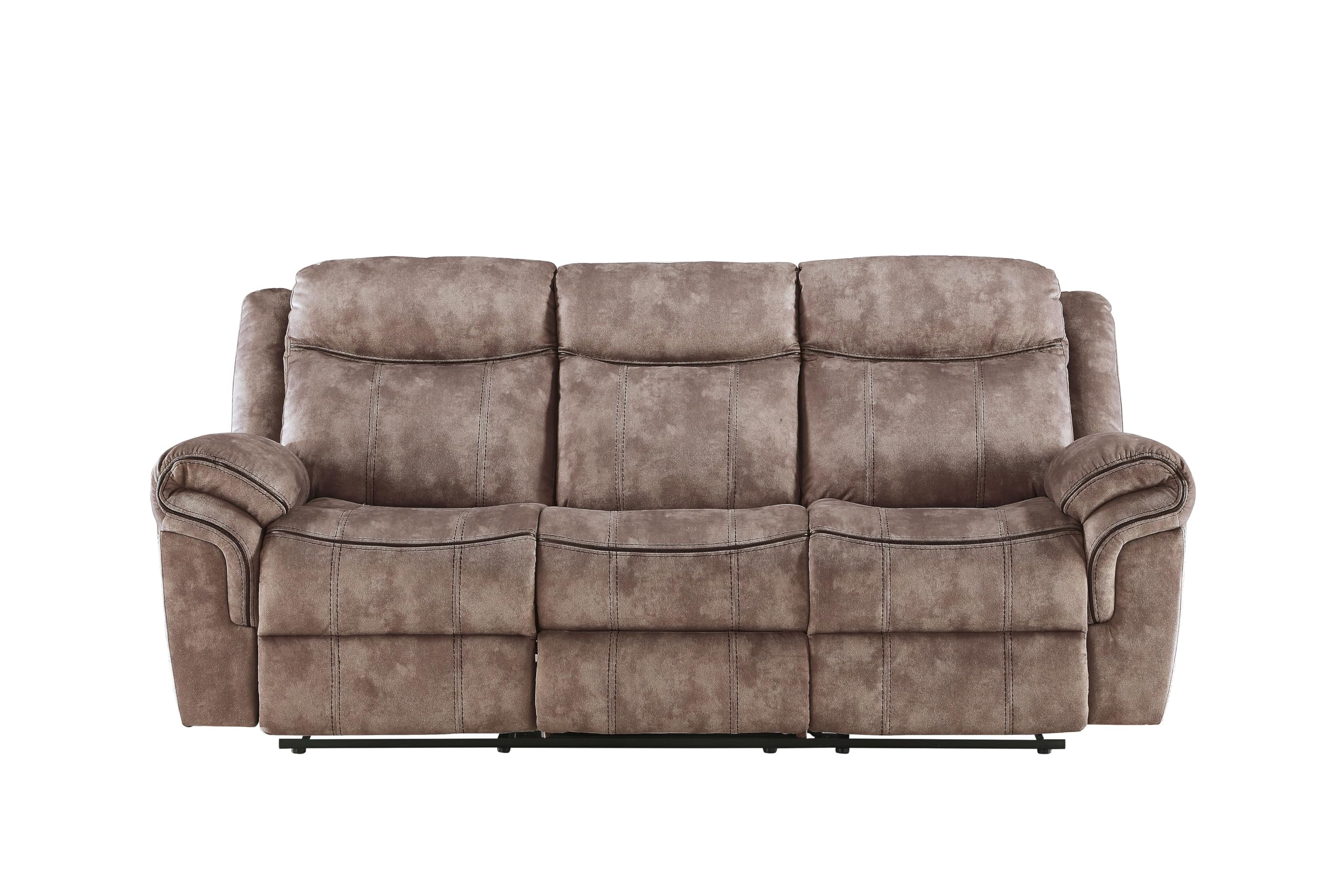 Acme Zubaida Velvet Motion Reclining Sofa with USB Dock in 2-Tone Chocolate