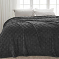 Newcosplay Super Soft King Blanket Dark Grey Premium Silky Flannel Fleece 3D Checkered Lightweight Bed Blanket All Season Use (D