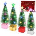 Mini Christmas Tree with Lights, 4 Pack Tabletop Christmas Tree with Lights for Christmas Decorations Indoor Xmas Holiday Party,