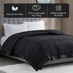 Madison Park Queen Size Blanket Ultra-Soft Microfiber Blanket Queen Size, Box Quilting With Satin Binding, All Season & Lightweight Queen Summer Blanket For Bed, Couch & Sofa, Full/Queen, Black