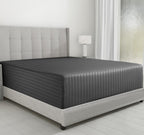 California Design Den Luxury Cotton Sateen Damask Stripe Queen Fitted Sheet Only - Soft 100% Cotton Sateen, Deep Pocket Bottom Fitted Sheet, Hotel Quality With A Foot Side Indicator - Grey