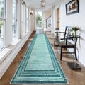 Lahome Abstract Runner Rug,Teal 2.5x12 Hallway Runner Rug Washable Non-Slip Long Kitchen Rugs Runner,Low-Pile Soft Runner Rugs f