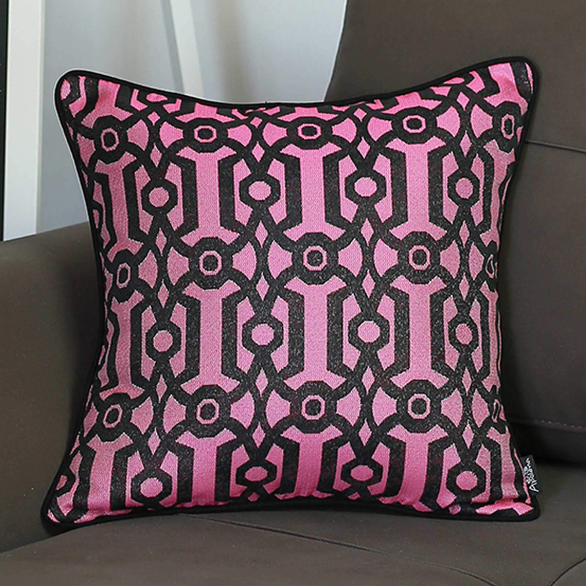 HomeRoots Multi Polyester 17'x 17' Purple Jacquard Geo Decorative Throw Pillow Cover