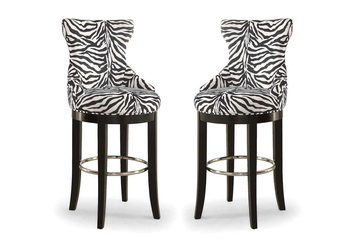 Baxton Studio Peace 30&quot; Upholstered Bar Stool In Black And White