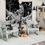 Apdidl Black And White Goth Skull Tapestry For Bedroom, Gothic Skeleton Halloween Wall Tapestries Aesthetic, Horror Ghost Rider