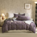 Purple Flower Duvet Cover Twin Vintage Boho Medallion Floral Bedding Cover Retro Flower Comforter Cover Linen Cotton Yarn-Dyed J