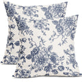 Vintage Floral Pillow Covers 18X18 Inch Set Of 2 Navy Blue And Cream Floral Throw Pillow Covers Chinoiserie Flower Pillowcases F