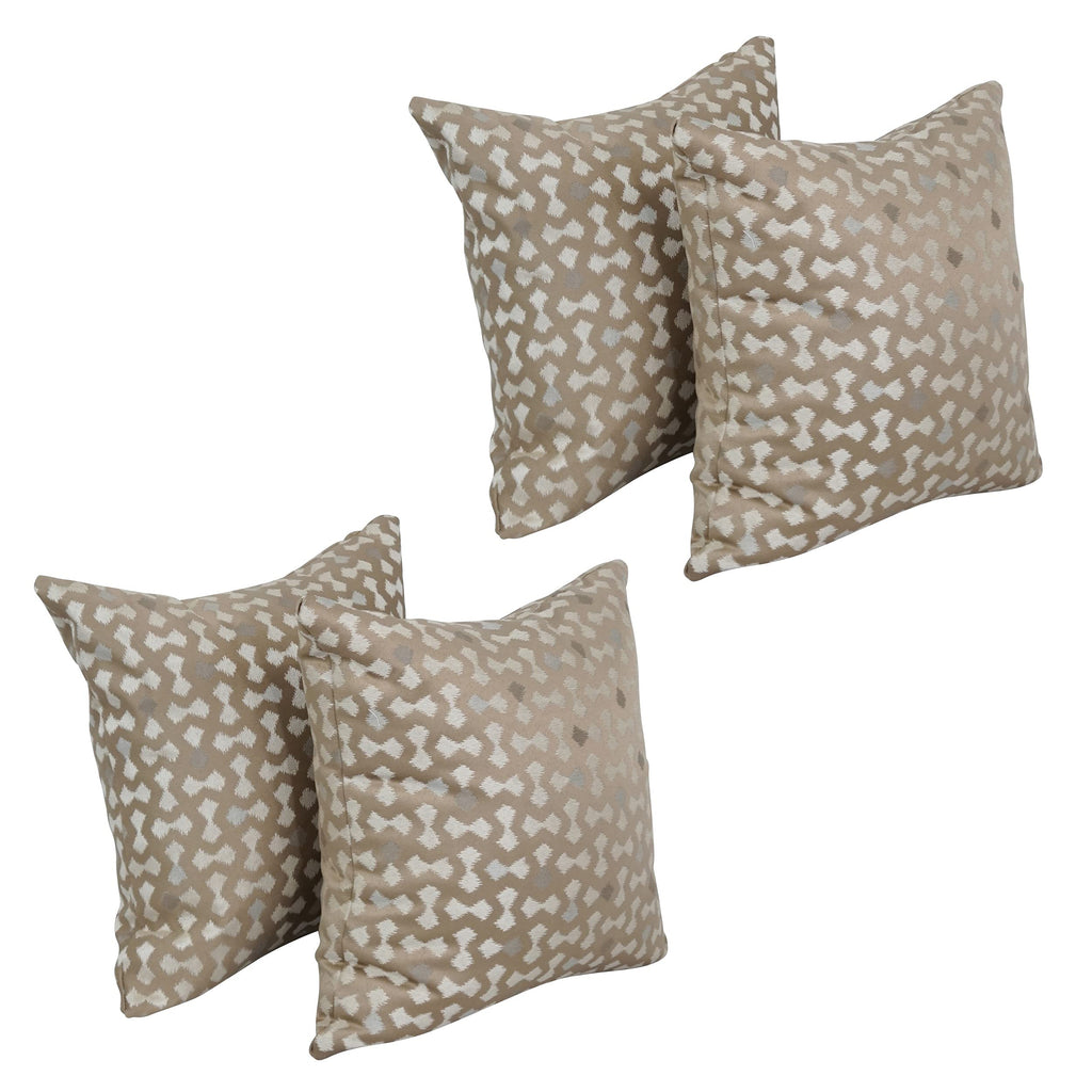Blazing Needles Square Polyester Jacquard Throw Pillows, 17", Talamols Camel 4 Count