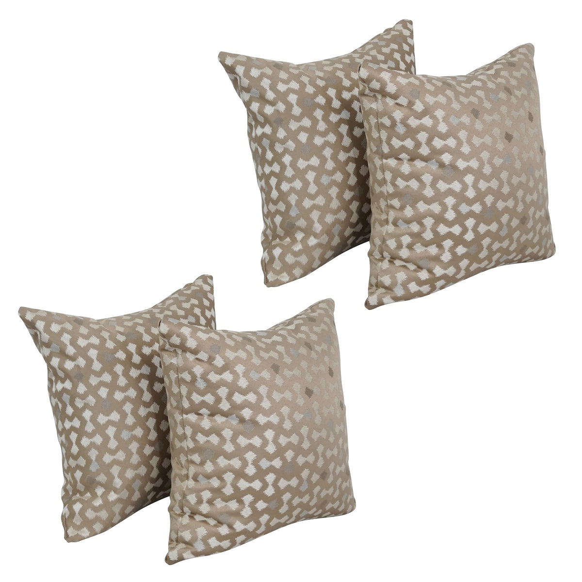 Blazing Needles Square Polyester Jacquard Throw Pillows, 17&quot;, Talamols Camel 4 Count