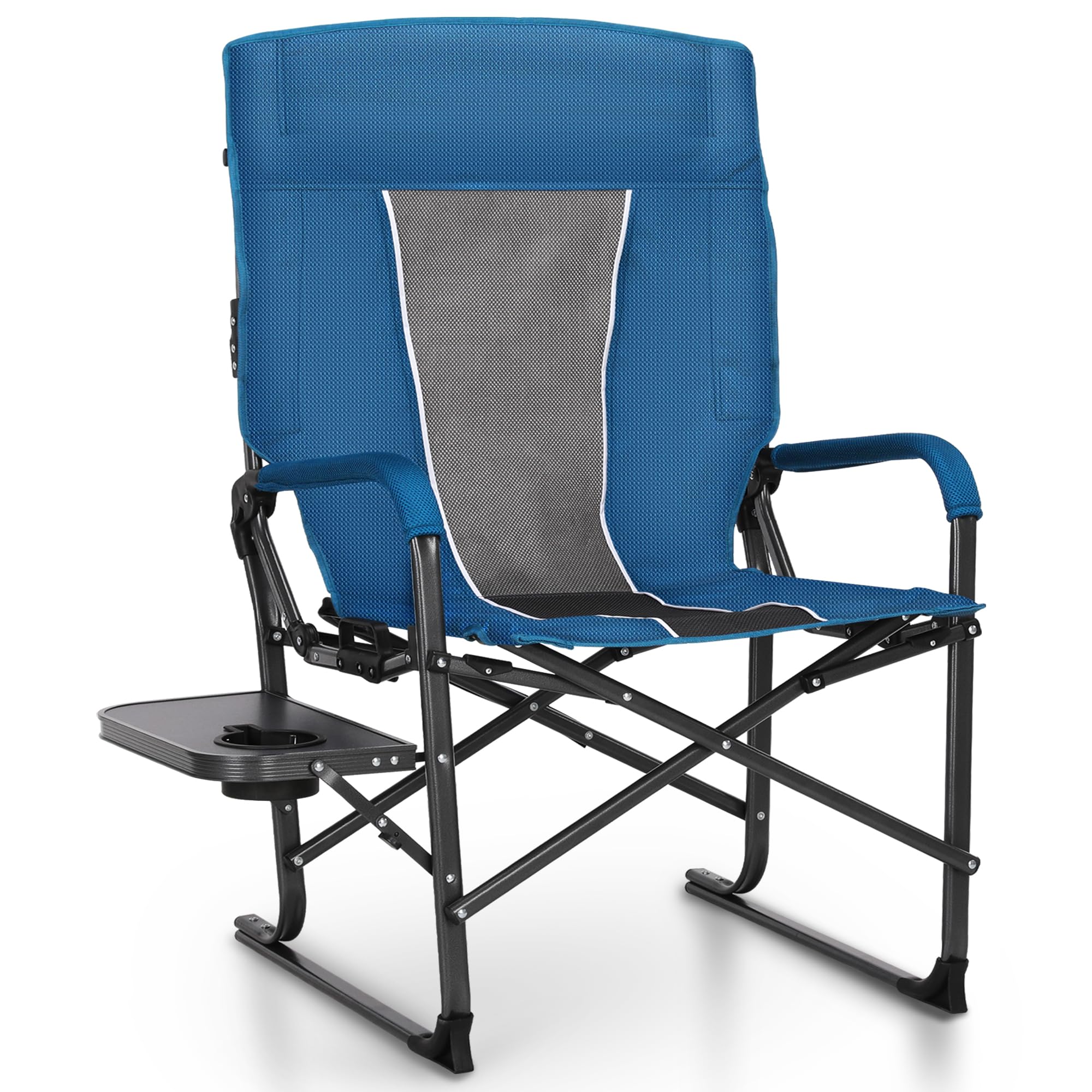 ALPHA CAMP Oversized Folding Camping Chairs High Backrest Reclining Director Heavy Duty Lawn Chairs for Adults Support 300 LBS F