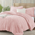 Homelike Moment Fluffy King Comforter Set, Pink Sherpa Comforters King Size, Thick Warm Bedding Set For Winter, Soft Fuzzy Fleec