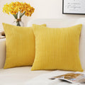 Mecatny Corduroy Fall Throw Pillow Covers 18X18 Set Of 2 - Striped Decorative Pillow Covers For Living Room, Bed - Soft Square C
