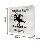 Sarcastic Kitchen Wooden Box Sign Desk Decor Rustic Funny Thou May Ingest A Satchel Of Richards Wood Block Plaque Box Sign For H