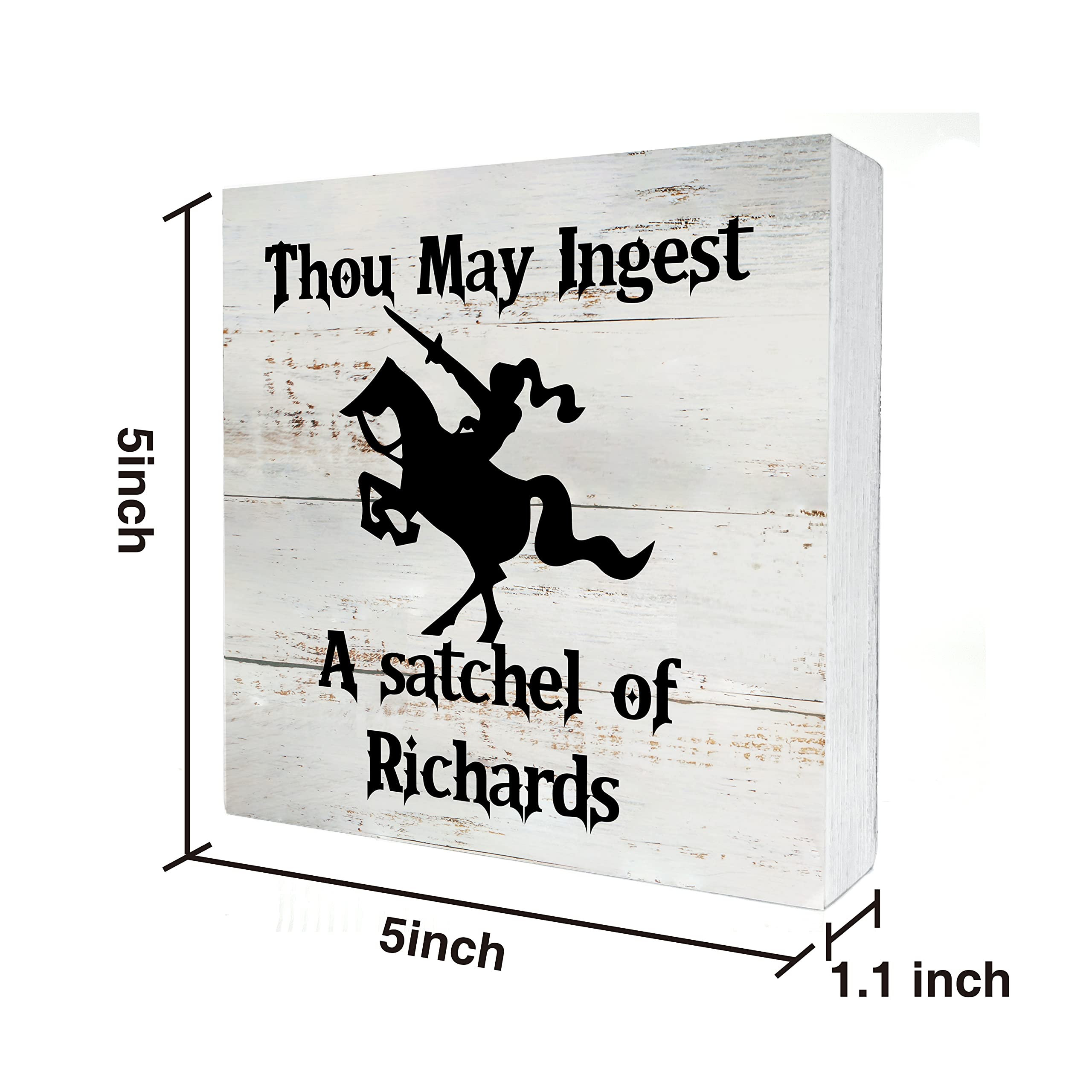 Sarcastic Kitchen Wooden Box Sign Desk Decor Rustic Funny Thou May Ingest A Satchel Of Richards Wood Block Plaque Box Sign For H