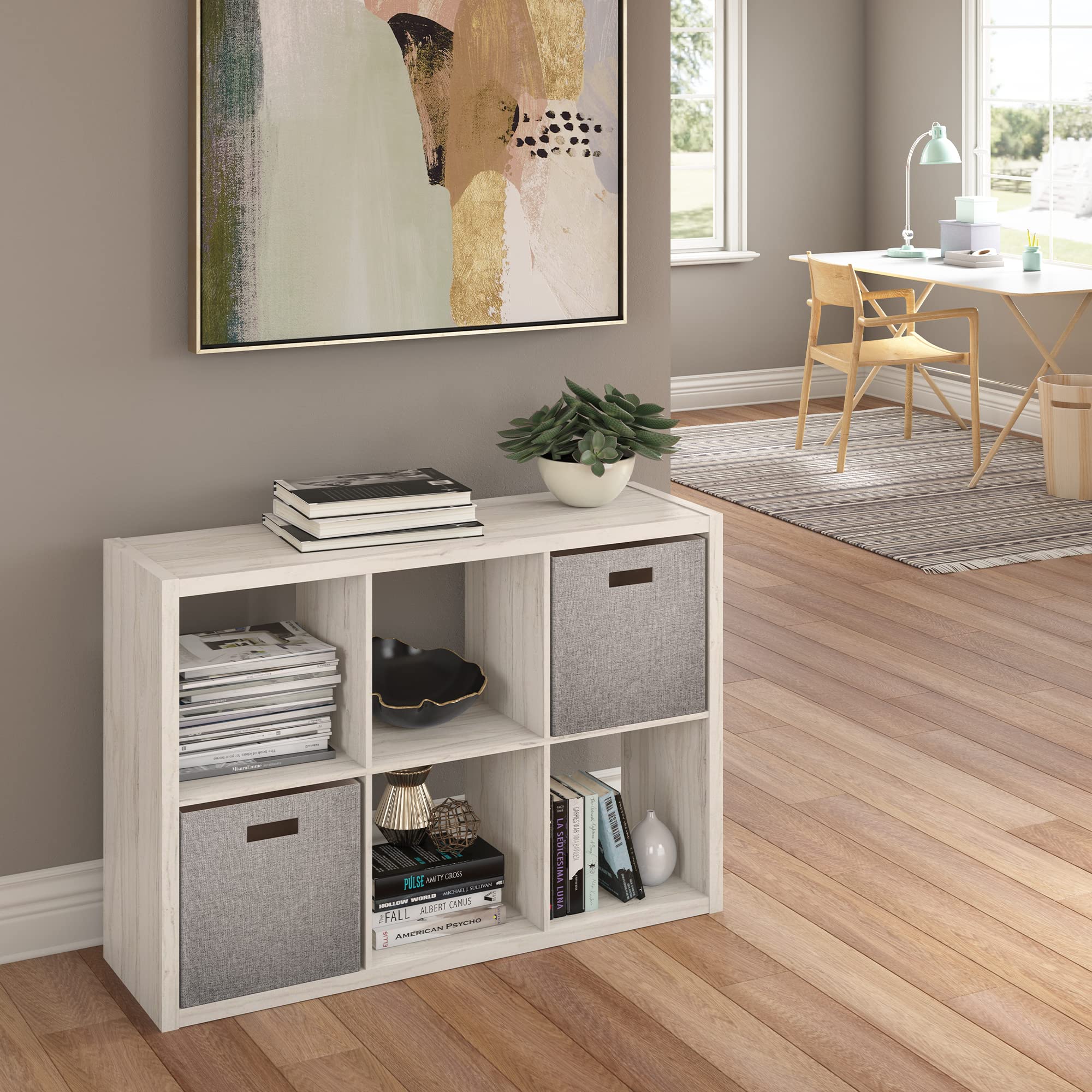 Closetmaid 4569 Decorative Open Back 6-Cube Storage Organizer, Bleached Walnut