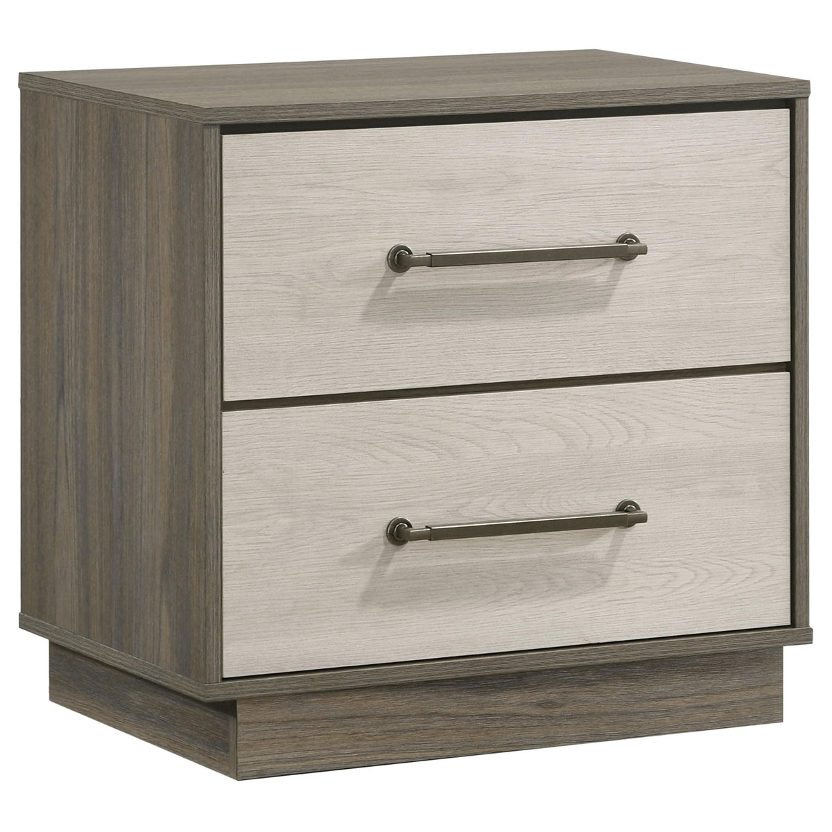 Coaster Home Furnishings Fenwick Engineered Wood 2-Drawer Bedroom Nightstand Bedside Table Organizer Unit Grey Oak/Almond 224982