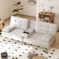 Shahoo Convertible Folding Futon Sofa Bed Sleeper Couch for Living Room Faux Leather Upholstered Loveseat w/Removable Armrests, 